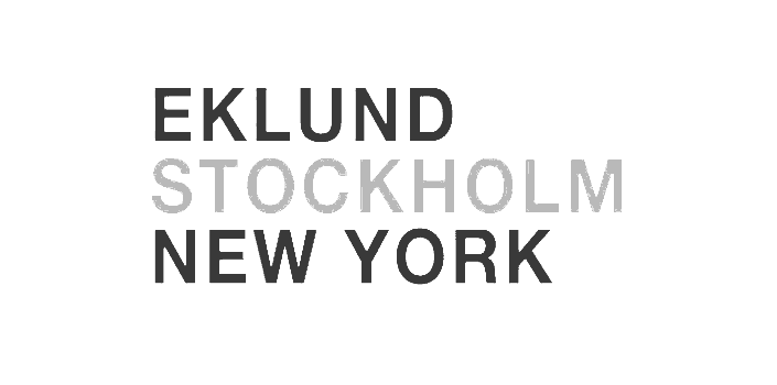 Eklund Stockholm New York logotyp i grått