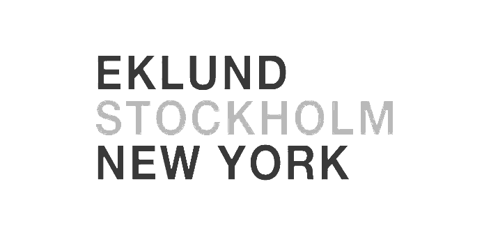 Eklund Stockholm New York logotyp i grått