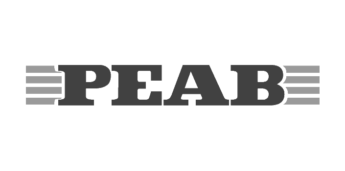 PEAB logotyp i grått